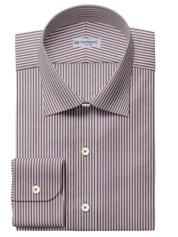 Brown & White Narrow Strips Shirt Fabrics 999-468