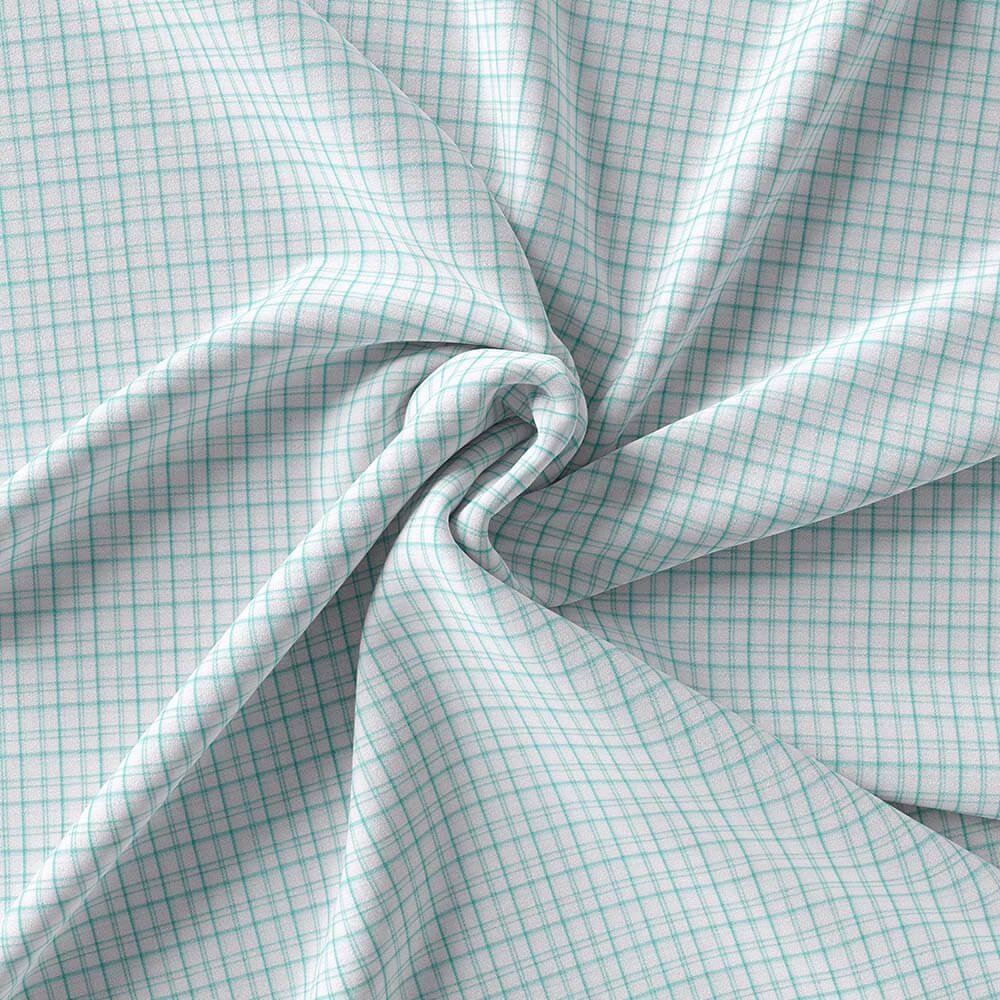 Light Ferozi & White Small Fashion Check Shirt Fabrics 999-481 - Image 5