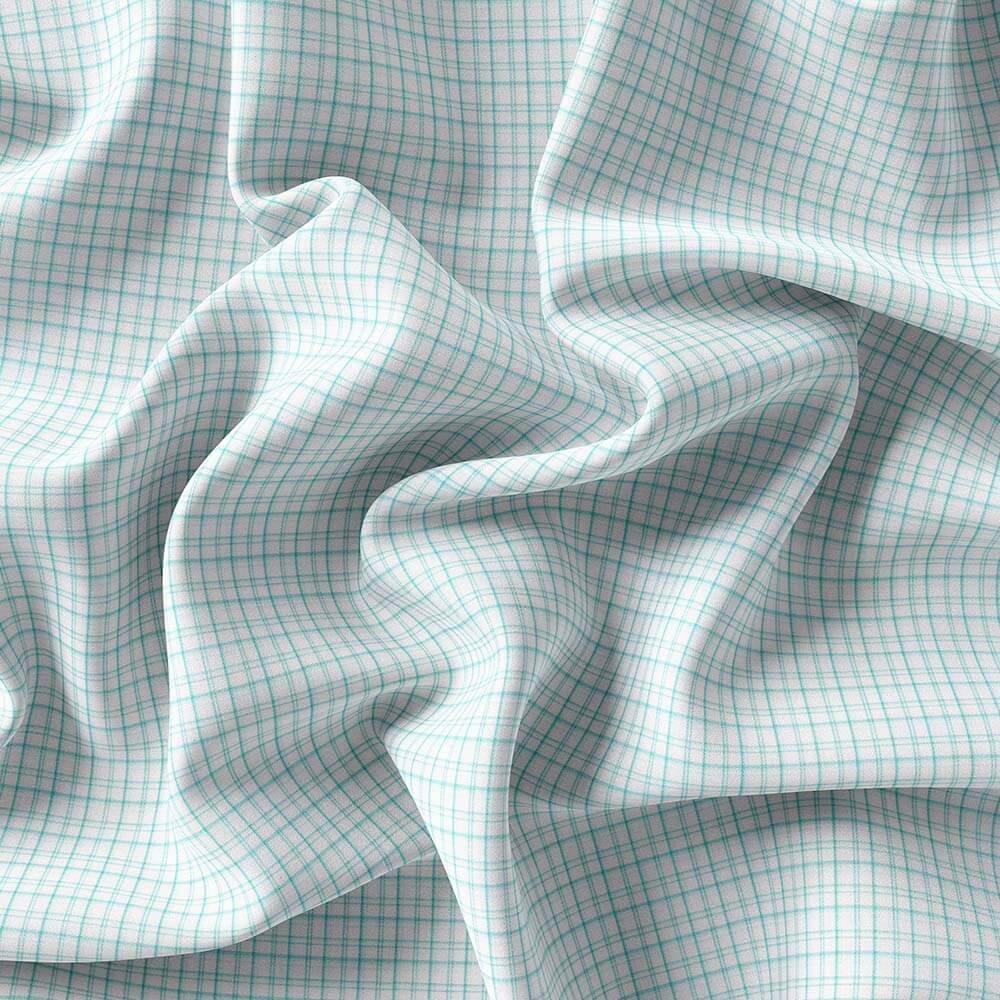 Light Ferozi & White Small Fashion Check Shirt Fabrics 999-481 - Image 4