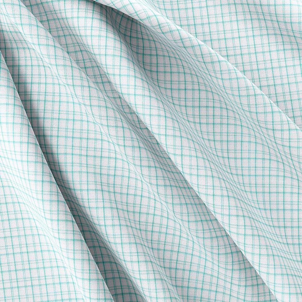 Light Ferozi & White Small Fashion Check Shirt Fabrics 999-481 - Image 3