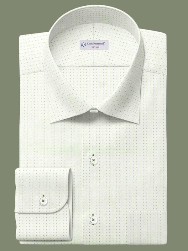 Green Embroided Dots On White Shirt 999-618