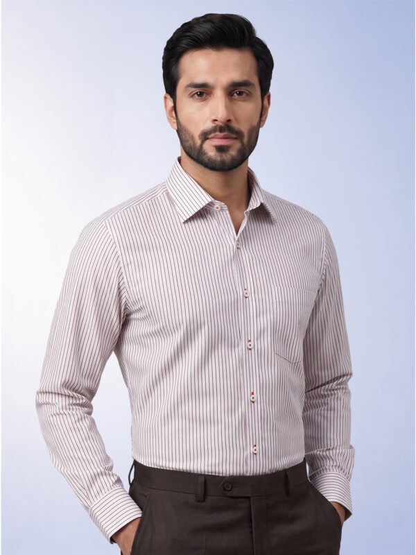 Maroon Narrow Strips Shirt Fabric