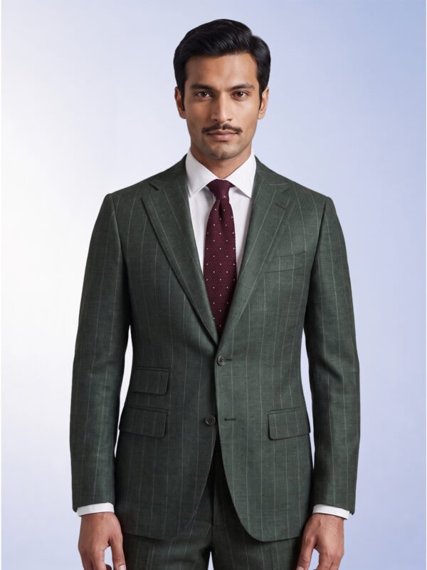 Steel Grey Wide Striped Suit Fabrics