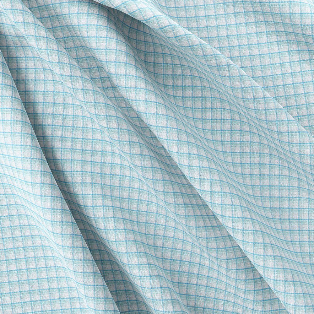 Turquoise Check Shirt Fabrics 555-171 - Image 2