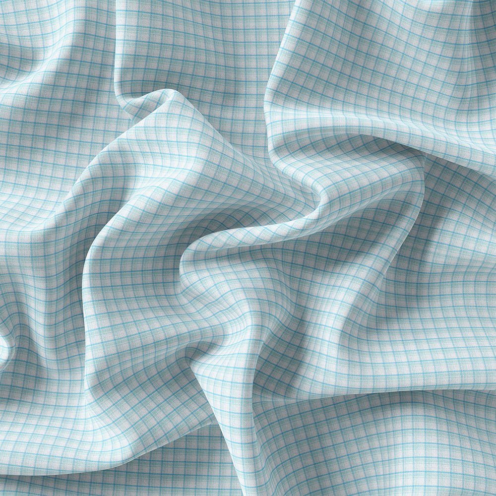 Turquoise Check Shirt Fabrics 555-171 - Image 3