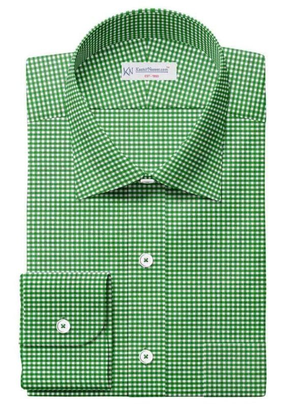 Green White Ghingham Shirt Fabric 666-136