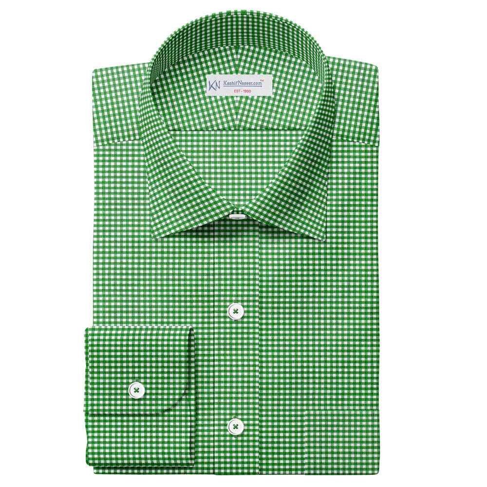 Green White Ghingham Shirt Fabric 666-136