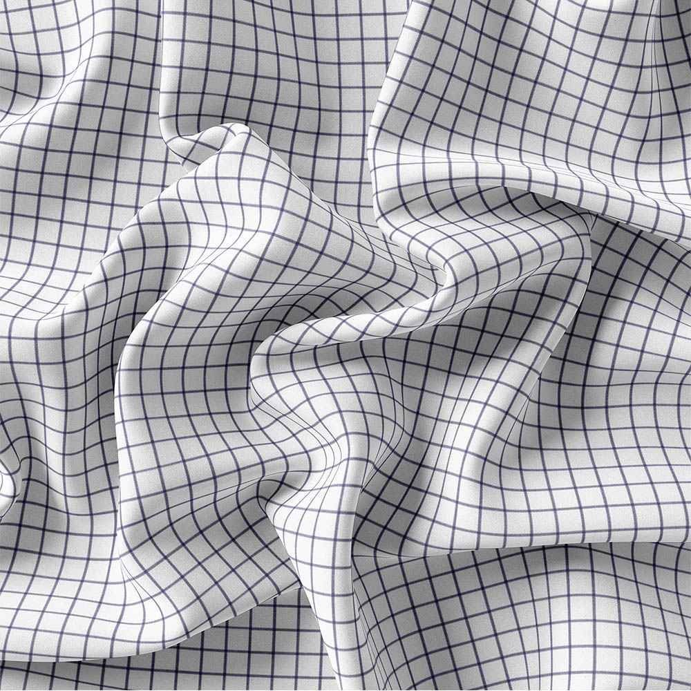 White & Blue Check Shirt Fabric 666-145 - Image 4