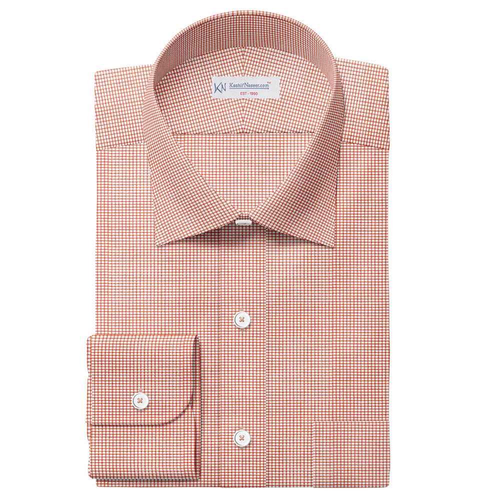Peach & White Micro | Check Shirt 666-155