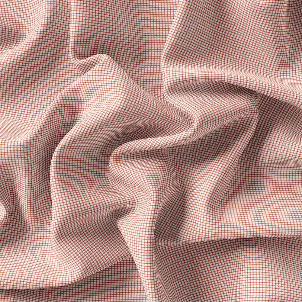 Peach & White Micro | Check Shirt 666-155 - Image 4