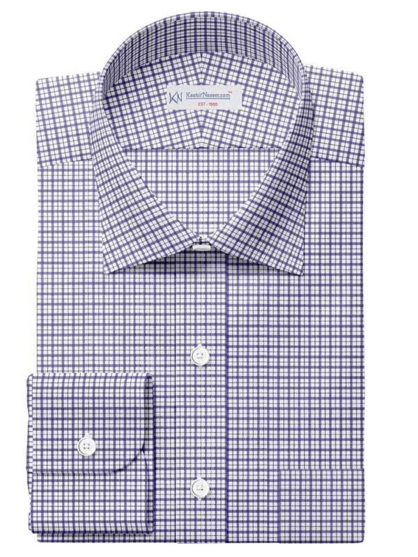Blue & White Check Shirt Fabric 666-196