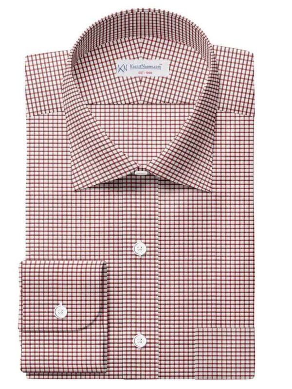 Maroon & White Shirt Fabric 666-63