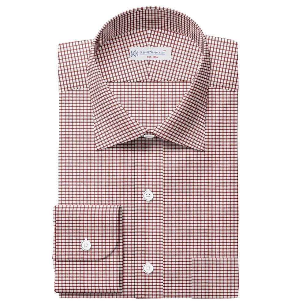 Maroon & White Shirt Fabric 666-63