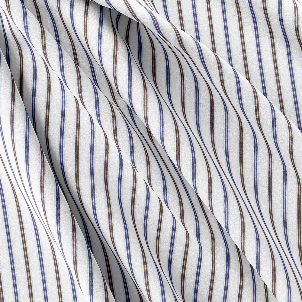 Blue & Brown Strips | Shirt Fabric 704-340 - Image 3