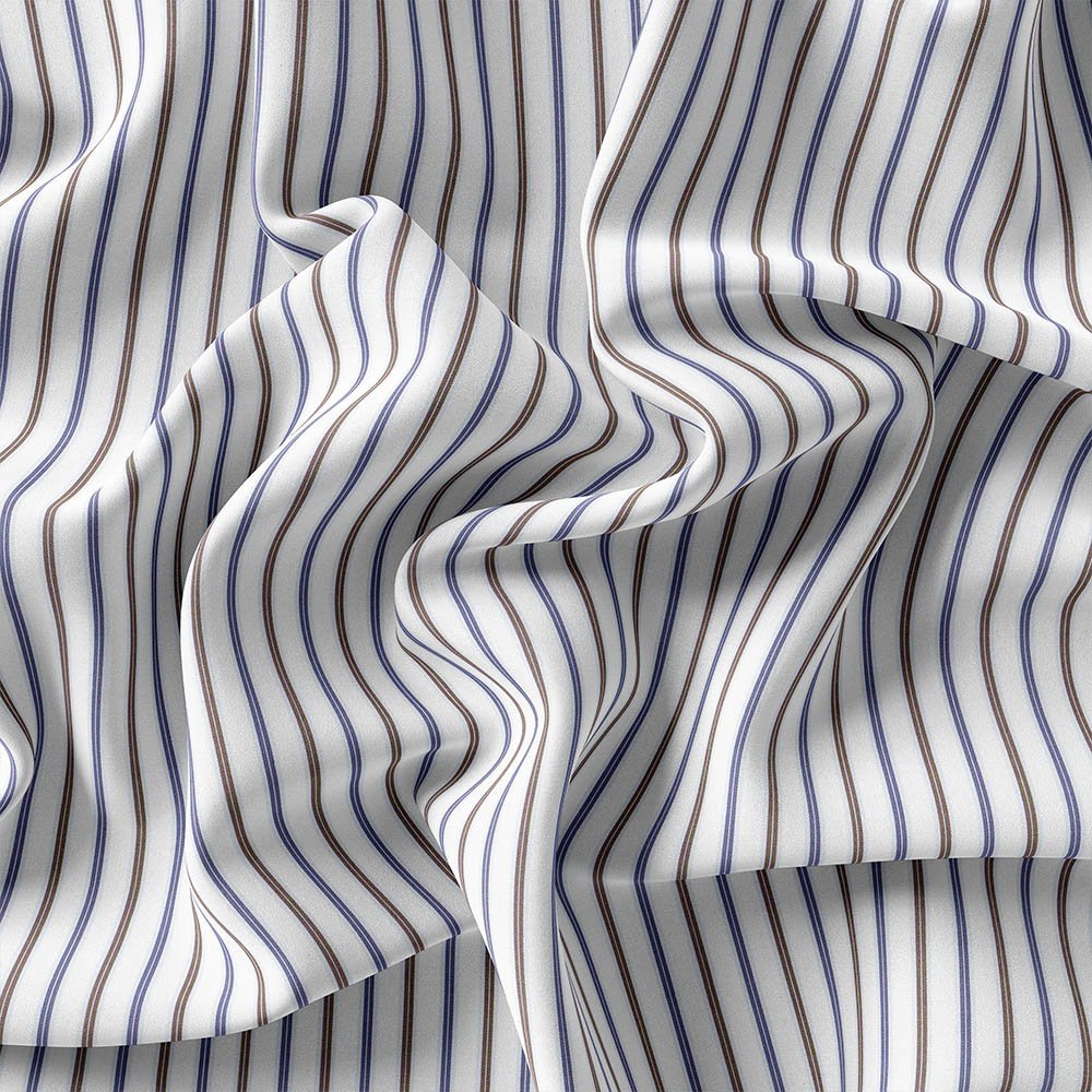 Blue & Brown Strips | Shirt Fabric 704-340 - Image 4