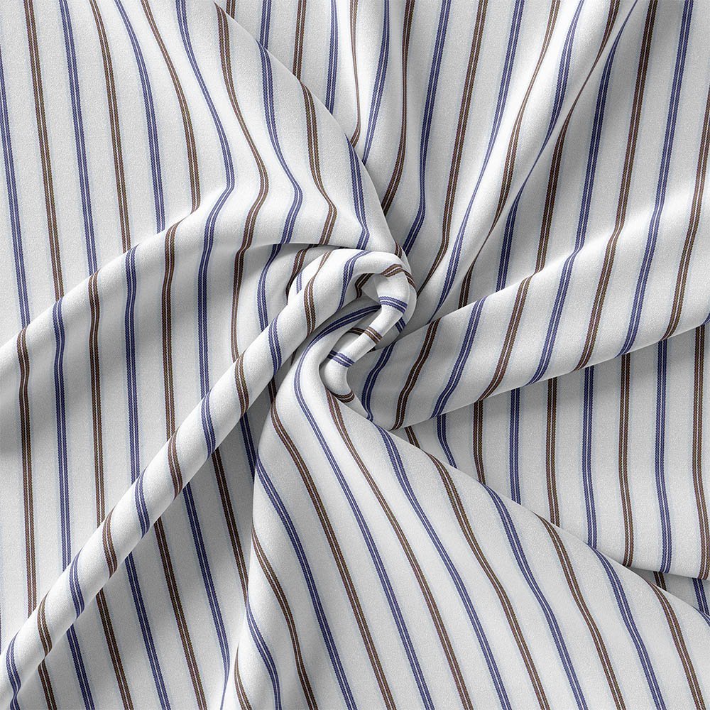 Blue & Brown Strips | Shirt Fabric 704-340 - Image 5