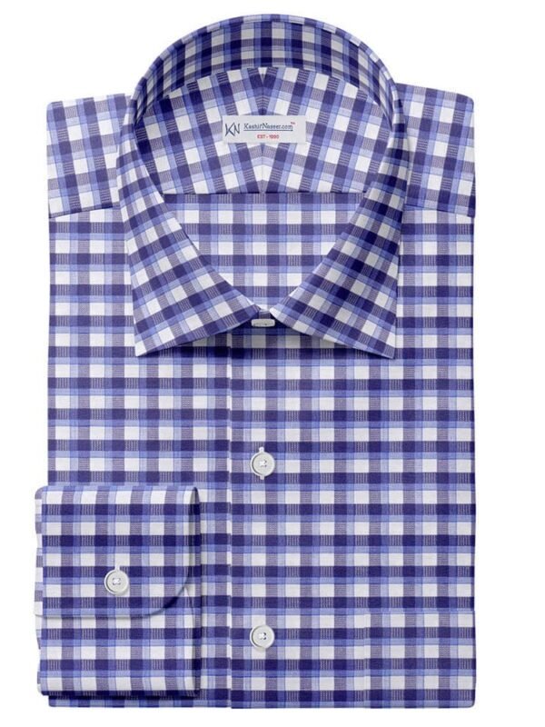 Blue & White Fashion Check Shirt Fabrics 888-199