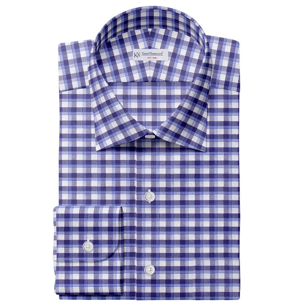 Blue & White Fashion Check Shirt Fabrics 888-199