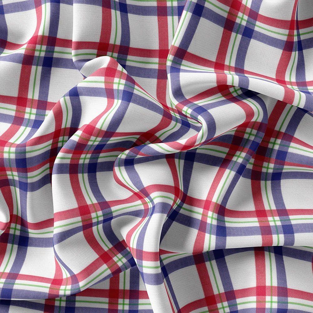 Maroon Blue Check Shirt Fabrics 999-187 - Image 4