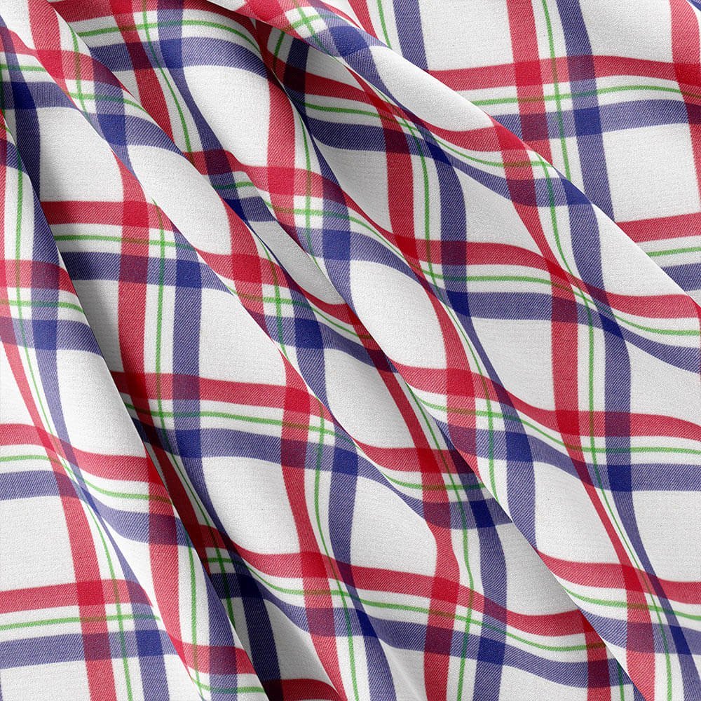 Maroon Blue Check Shirt Fabrics 999-187 - Image 3